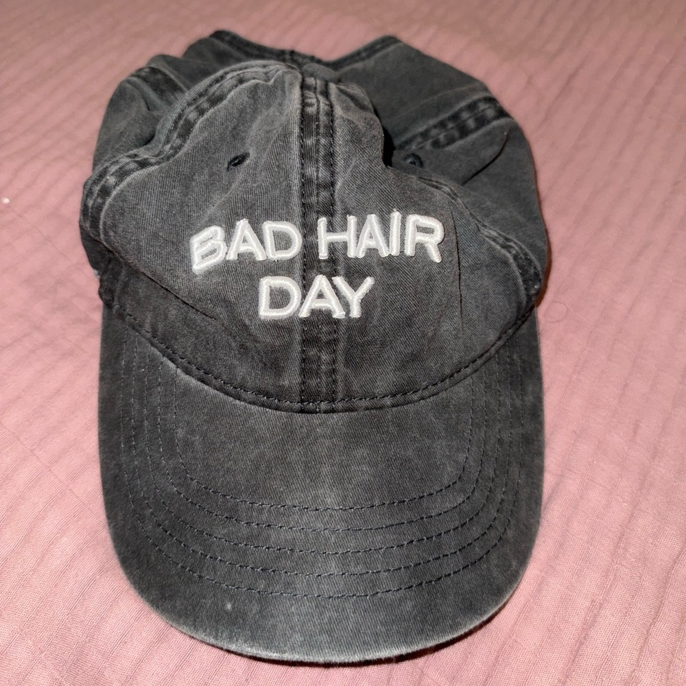 Black 'BAD HAIR DAY' Embroidered Baseball Cap